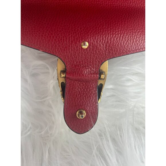 Gucci Red Leather Dionysus Shoulder Bag With Chain Strap & Embellished Tiger Hea - Picture 14 of 16